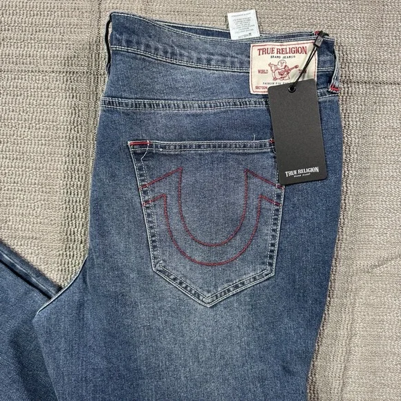 True Religion Men's Rocco Moto Relaxed Skinny Jeans Size 38W NEW DENIM - Picture 4 of 11